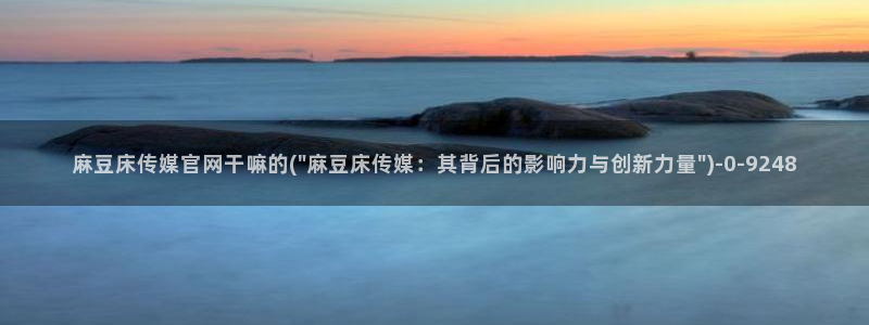 麻豆演员图鉴：麻豆床传媒官网干嘛的(\